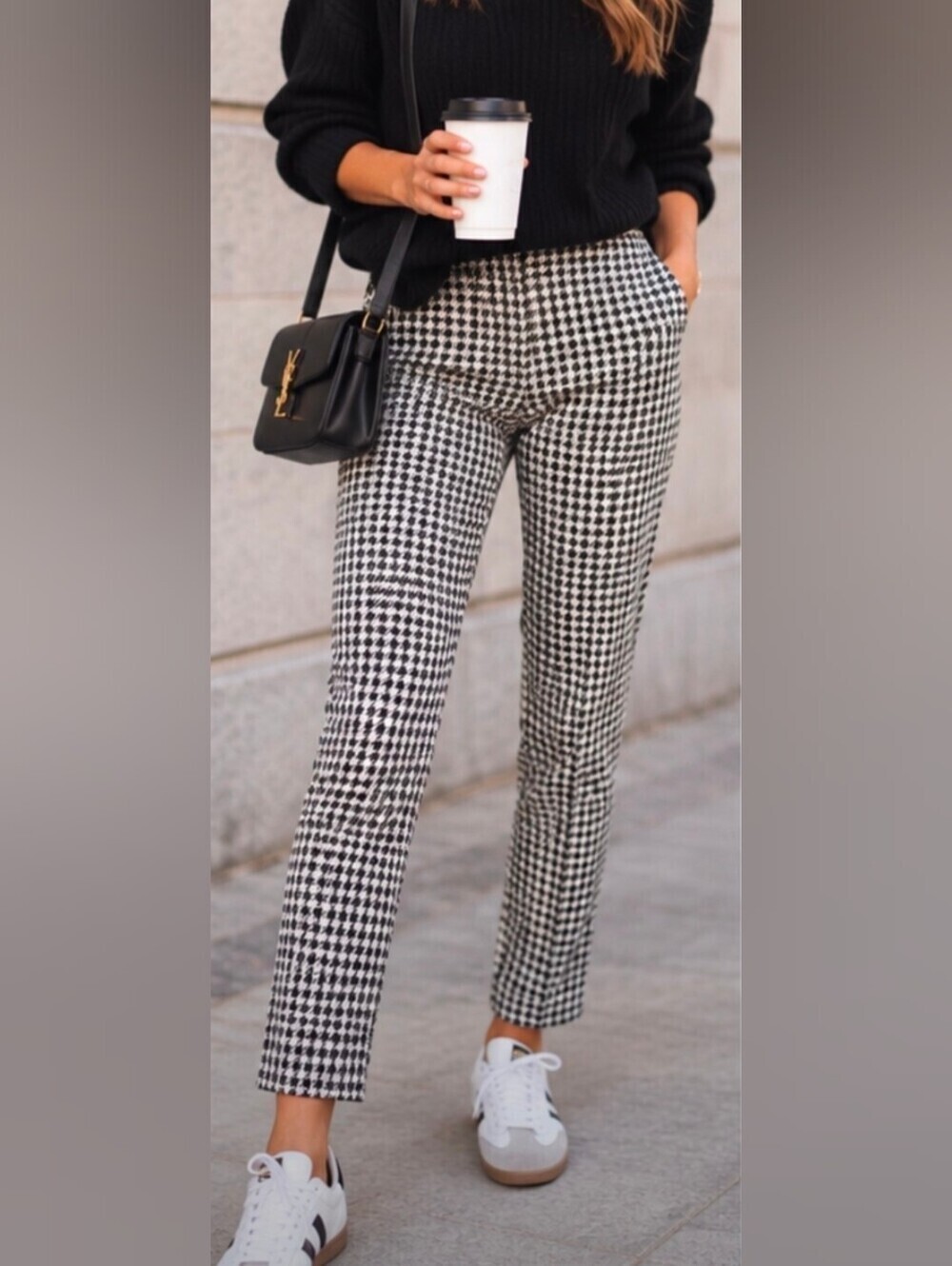 Banana Republic Sloan Houndstooth Ankle Pants Size 10 Black White Slim Fit - Picture 2 of 11